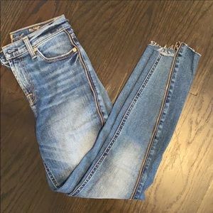 high waisted blue jeans